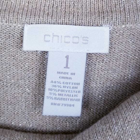 CHICO'S Gold Metallic Cowl Neck Pullover Sweater #4501370374 - Size 1 - M (8) - Picture 5 of 6